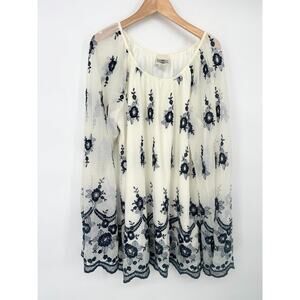 Vintage‎ Rods Embroidered Floral Mesh Womens Top Size XXL Made USA Boho Romantic